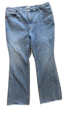 Good American Jeans Size 22 High Rise Raw Hem Blue Normcore Stretch Denim Pants